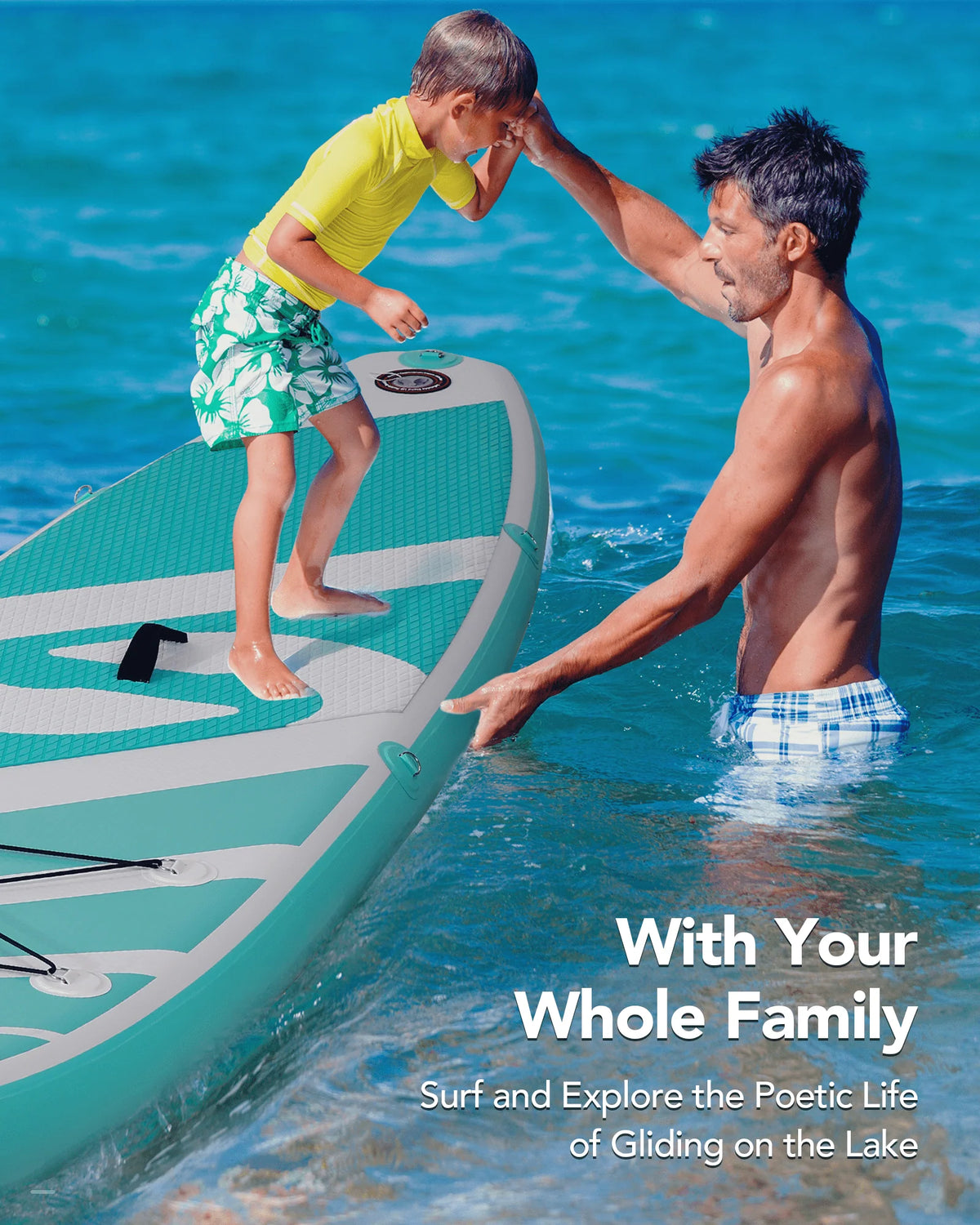 10' Green Inflatable Paddle Board with Carry Bag S100