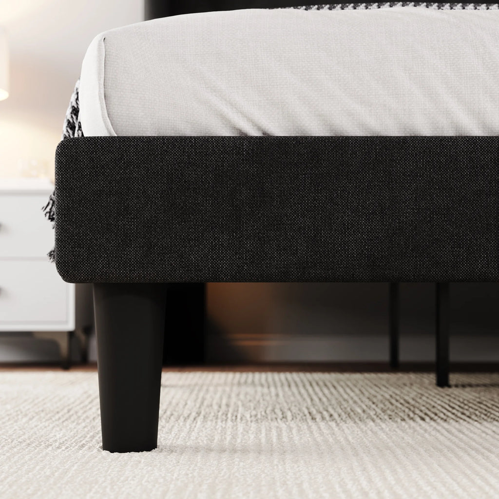 Queen Size Dark Grey Upholstered Platform Bed Frame Y9902