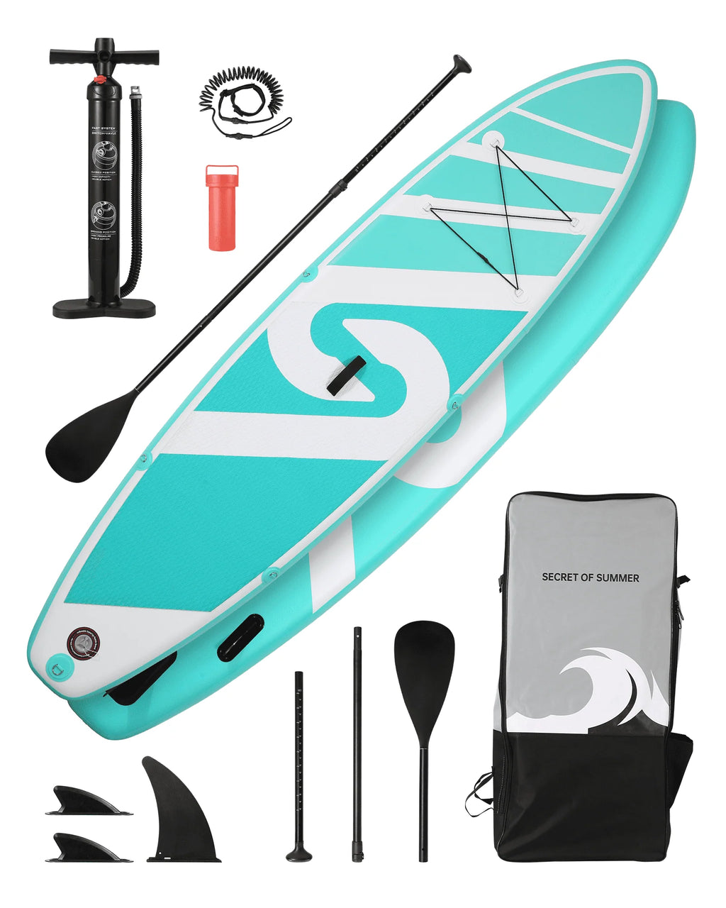 10' Green Inflatable Paddle Board with Carry Bag S100
