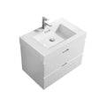30 in. Wall Mount High Gloss White Bathroom Vanity H527