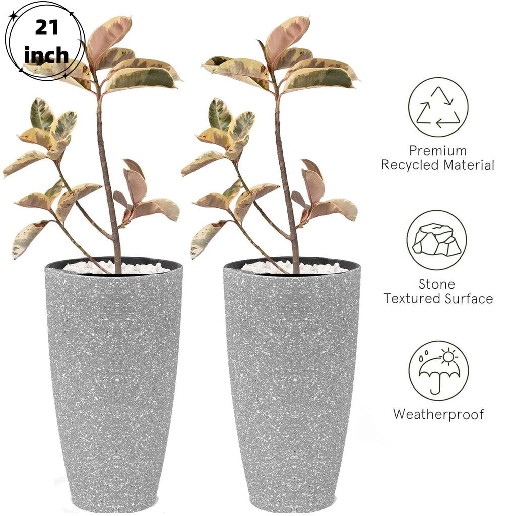 2 Pack 21in Round Tall Planter with Drainage Holes T874596
