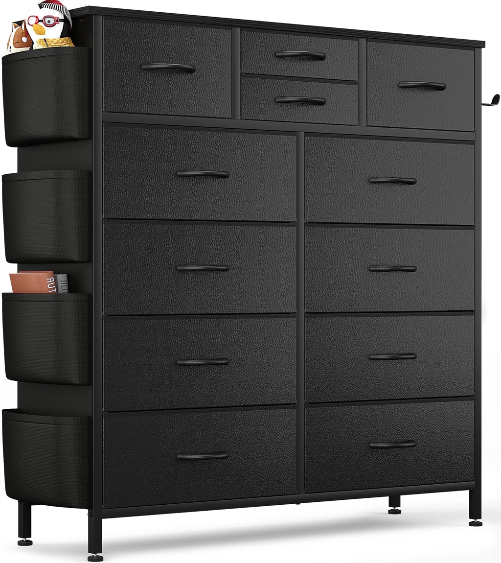 White 10 Drawer Dresser with Side Pockets and Hooks S53374