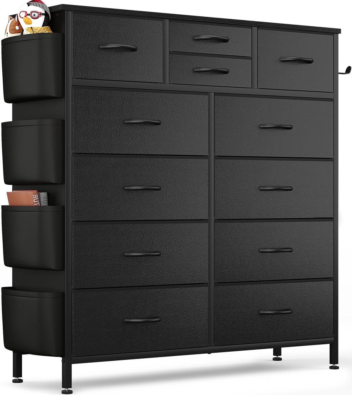 White 10 Drawer Dresser with Side Pockets and Hooks S53374