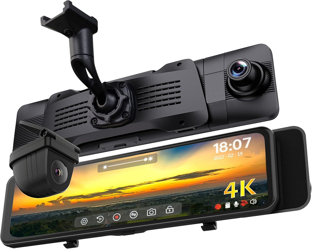 4K 11 Inch Full Touch Screen Mirror Dash Cam with Front and Rear Cameras B47773