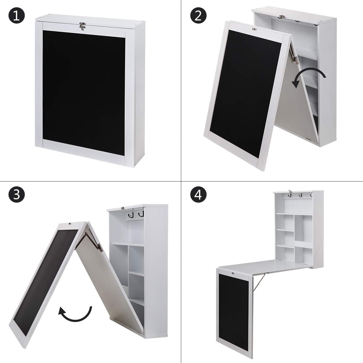 Wall Mounted Folding Desk with Storage Z314