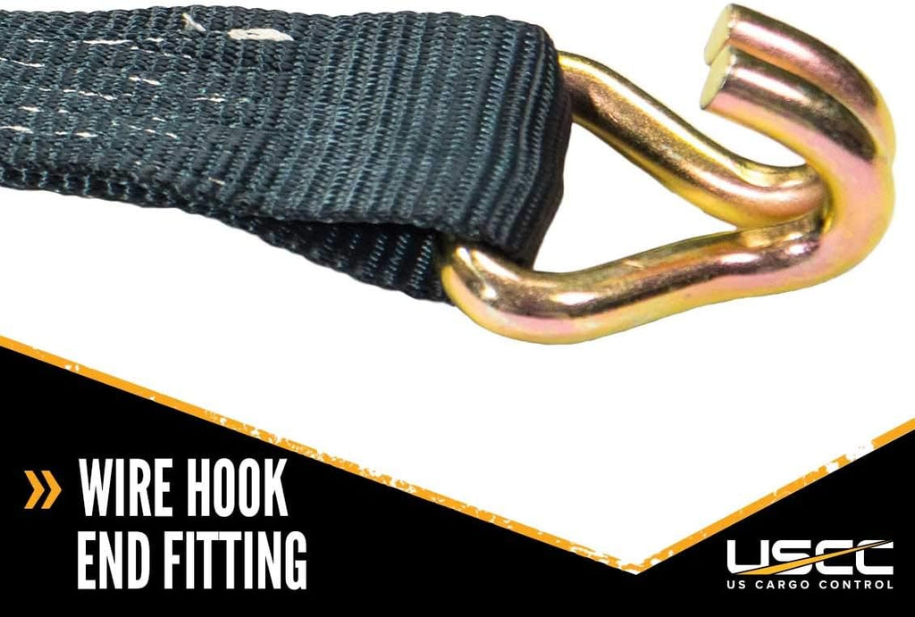 Black 2 Inch x 18 Foot Ratchet Straps with Double J Hooks, 4 Pack I615