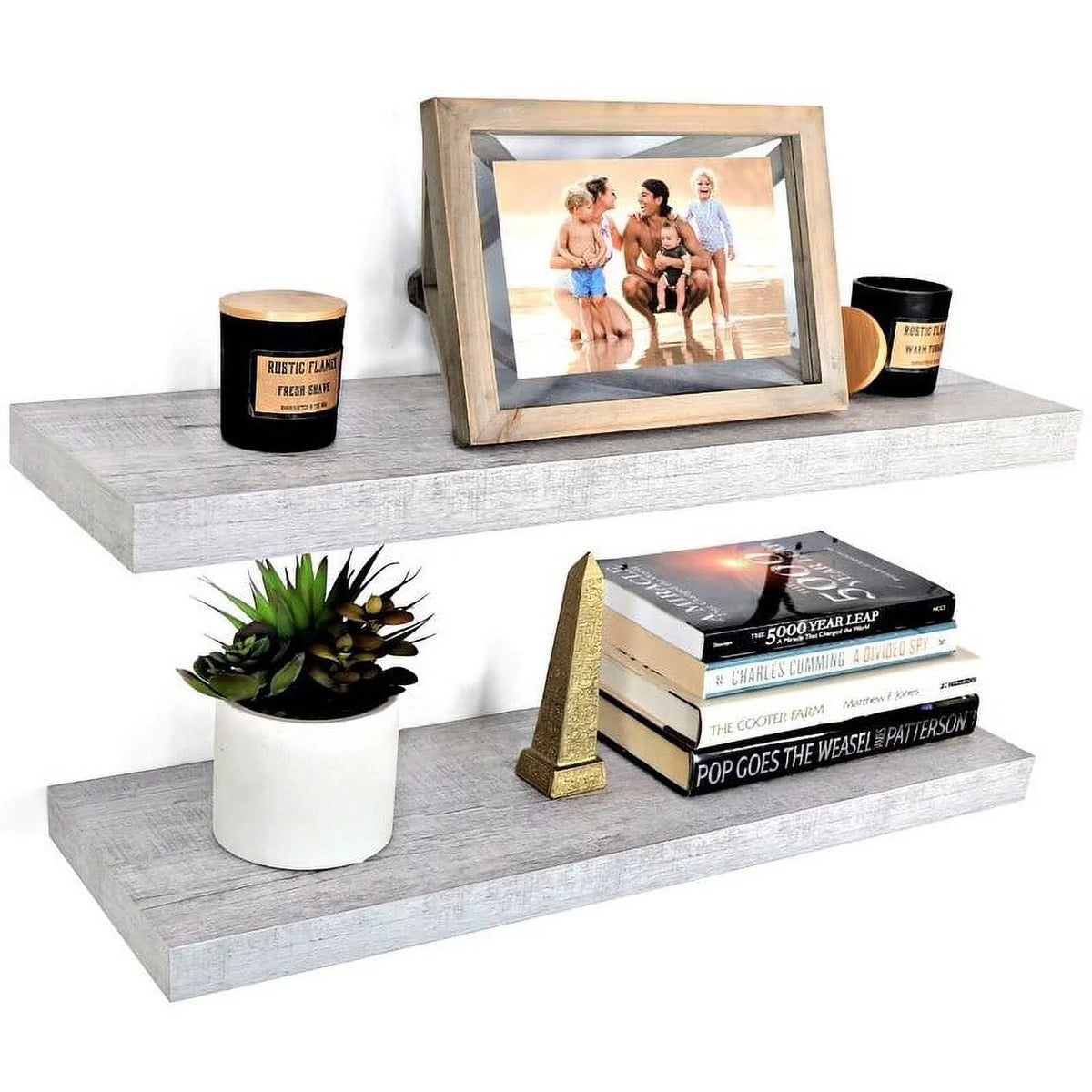 24" Floating Wall Shelves Set of 2 Grey T25375