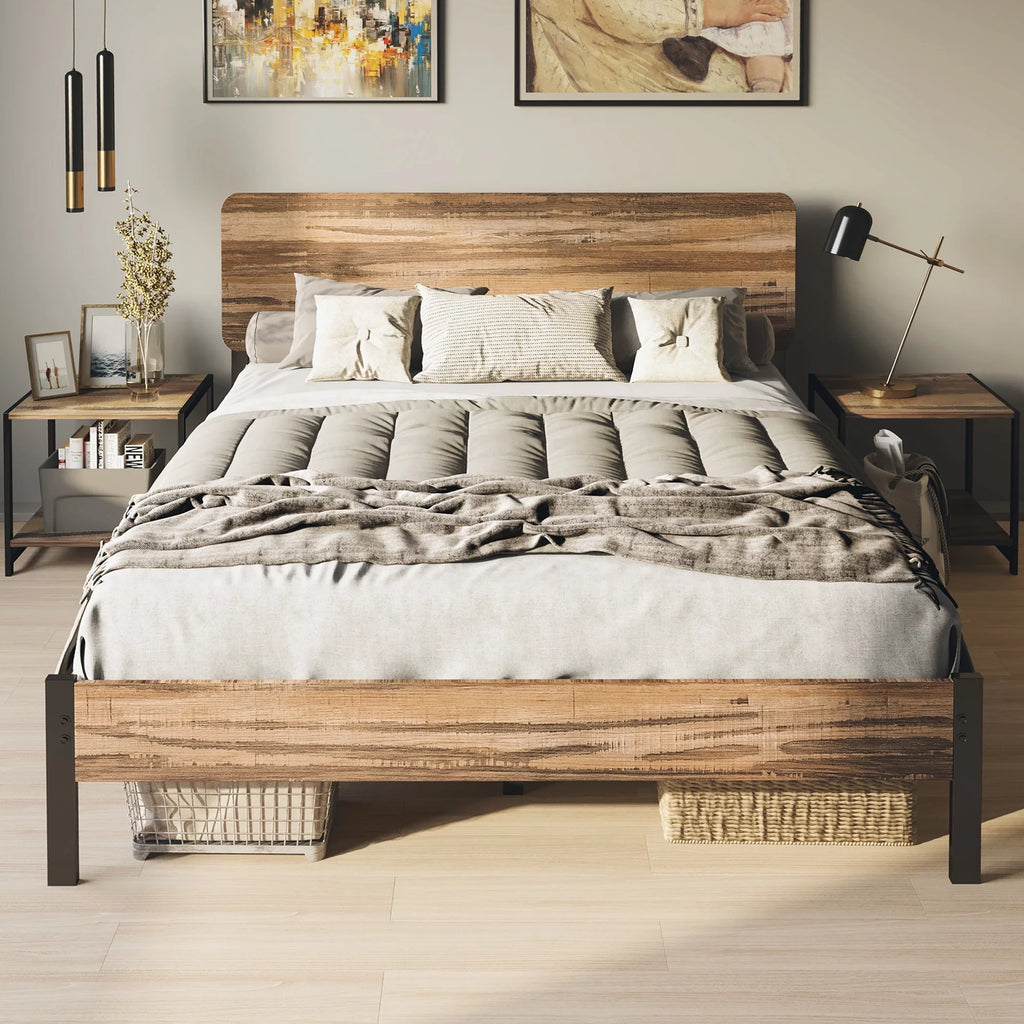 Queen Platform Bed Frame with Headboard V450048