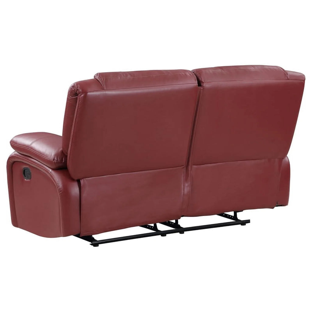 Red Faux Leather Motion Loveseat J53416