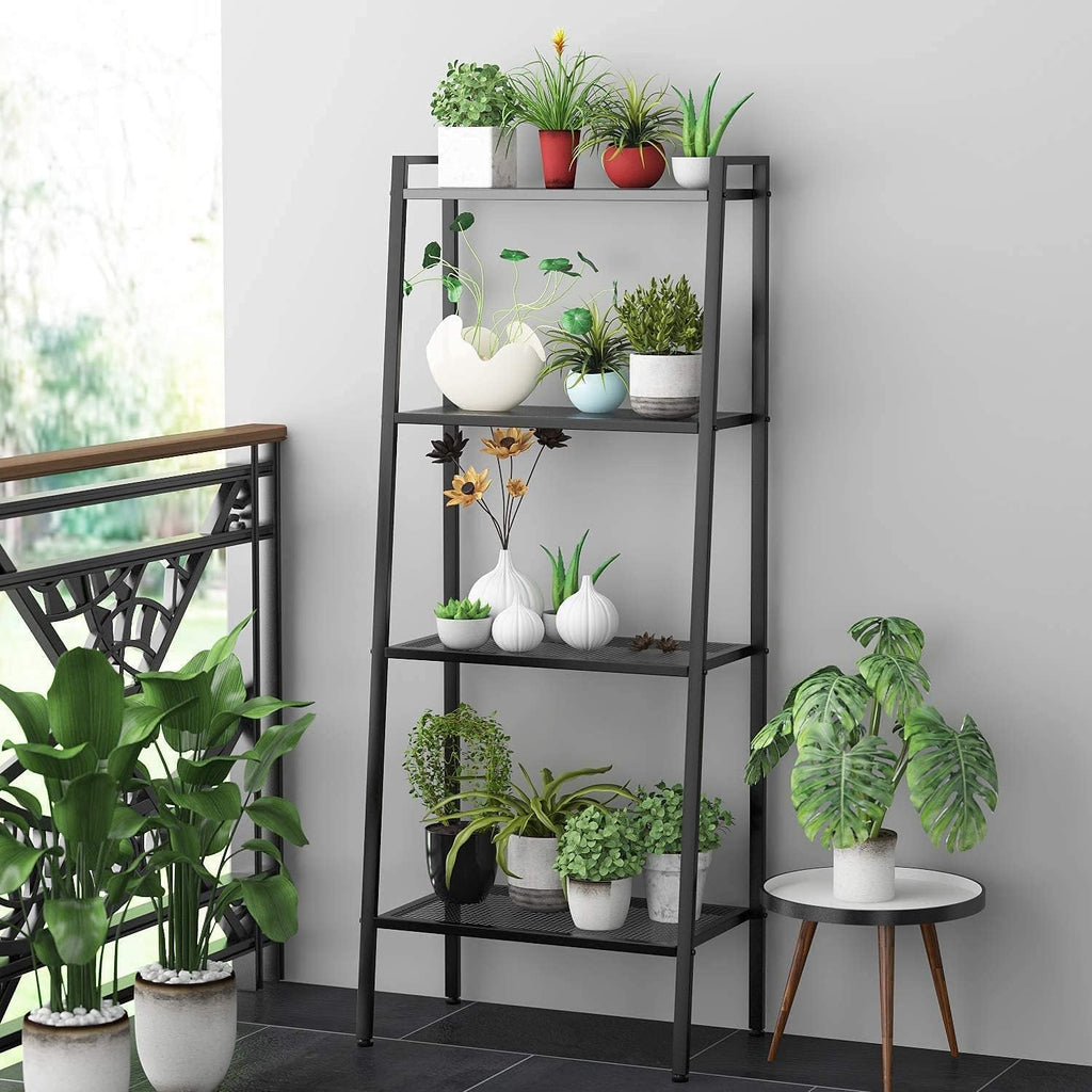 Black 4 Tier Ladder Shelf Bookshelf F7633