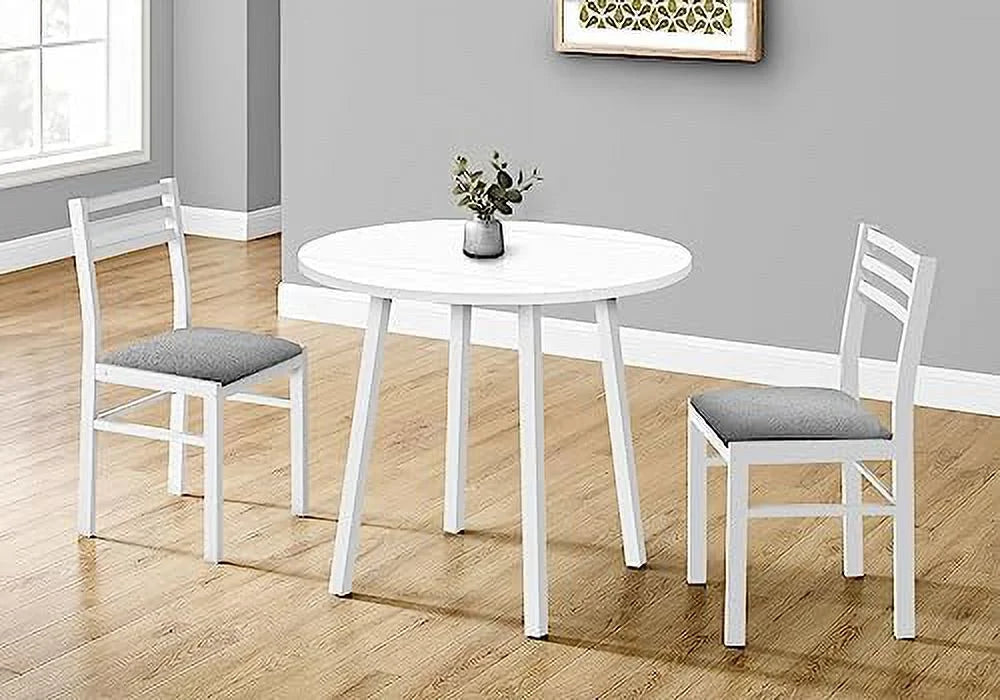 White Metal and Laminate 3 Piece Dining Set P374