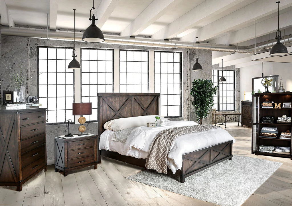 Dark Walnut Eastern King Size Solid Wood Bed U3688