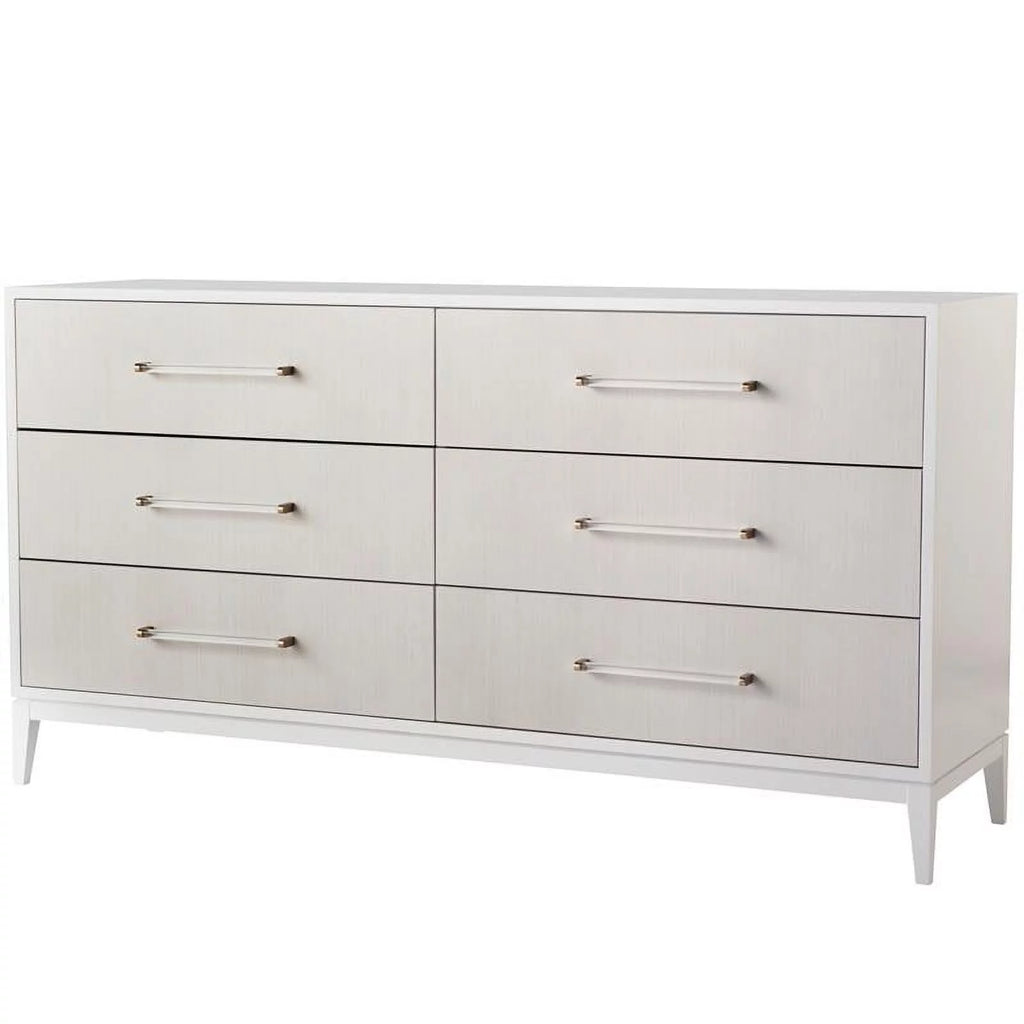 White Wood Dresser with Six Drawers F168