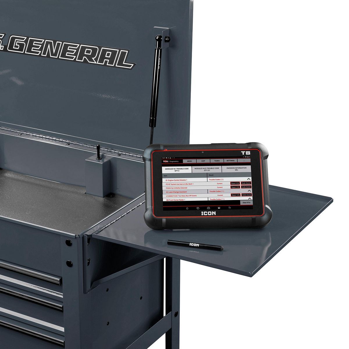 Folding Side Tray for 4-Drawer Tech Cart, Slate Gray L71392