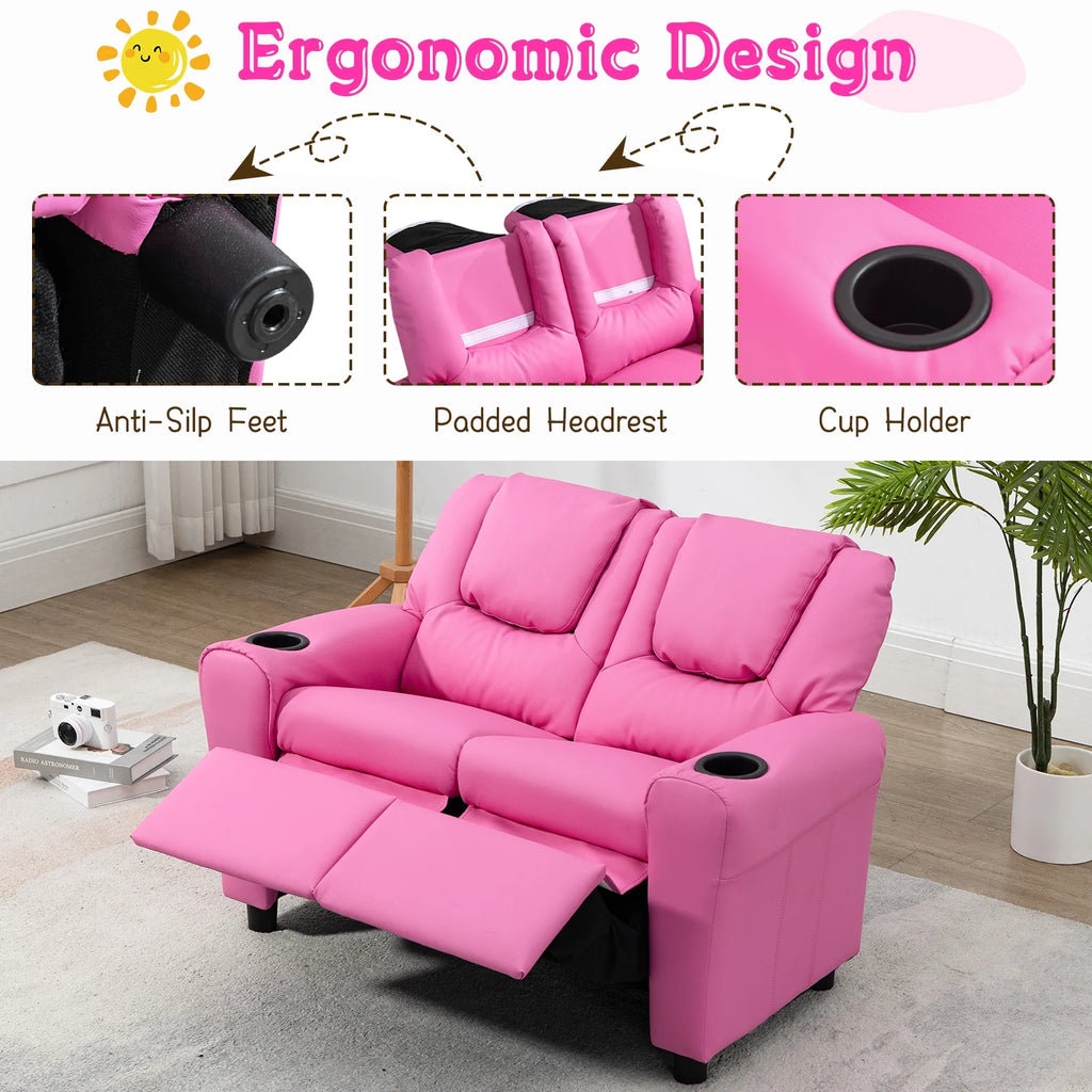 Pink PU Leather Kids Recliner Chair W4755