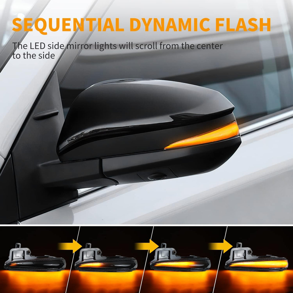 Amber LED Side Mirror Turn Signal Light Indicator Strip Smoked Lens V516