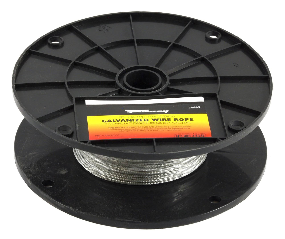 Galvanized Wire Rope Aircraft Cable 500-Feet-by-1/16-Inch H472605