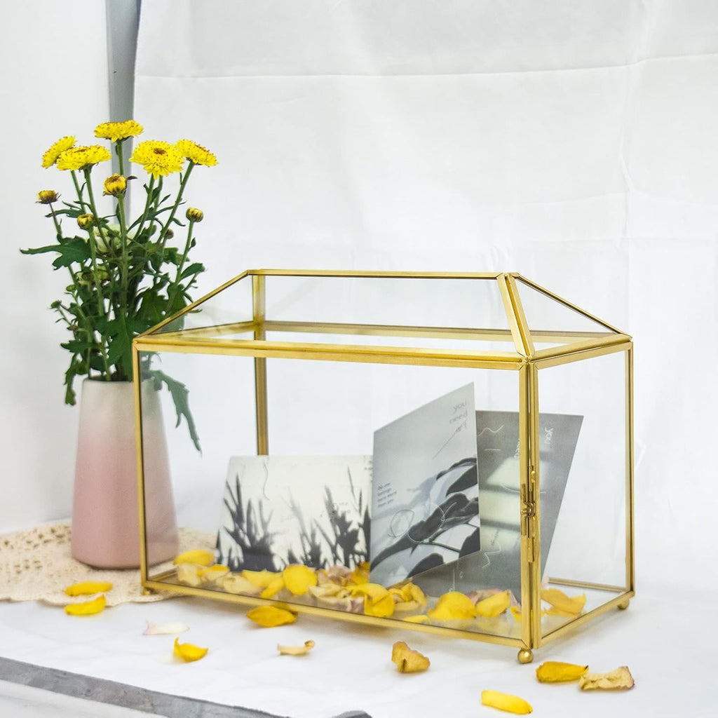Gold Glass Card Box with Lid X65153