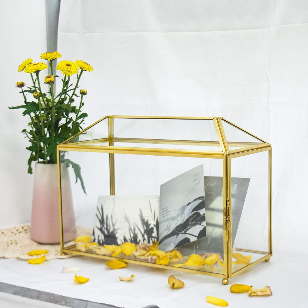 Gold Glass Card Box with Lid X65153
