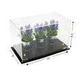 Clear Acrylic Display Case Medium Rectangle Box with Gold Risers 14 inch x 8 inch x 8.5 inch Q21212