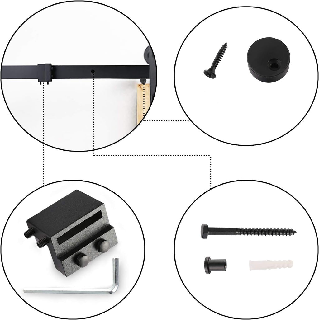 6.6ft Sliding Barn Door Hardware Kit Carbon Steel K597
