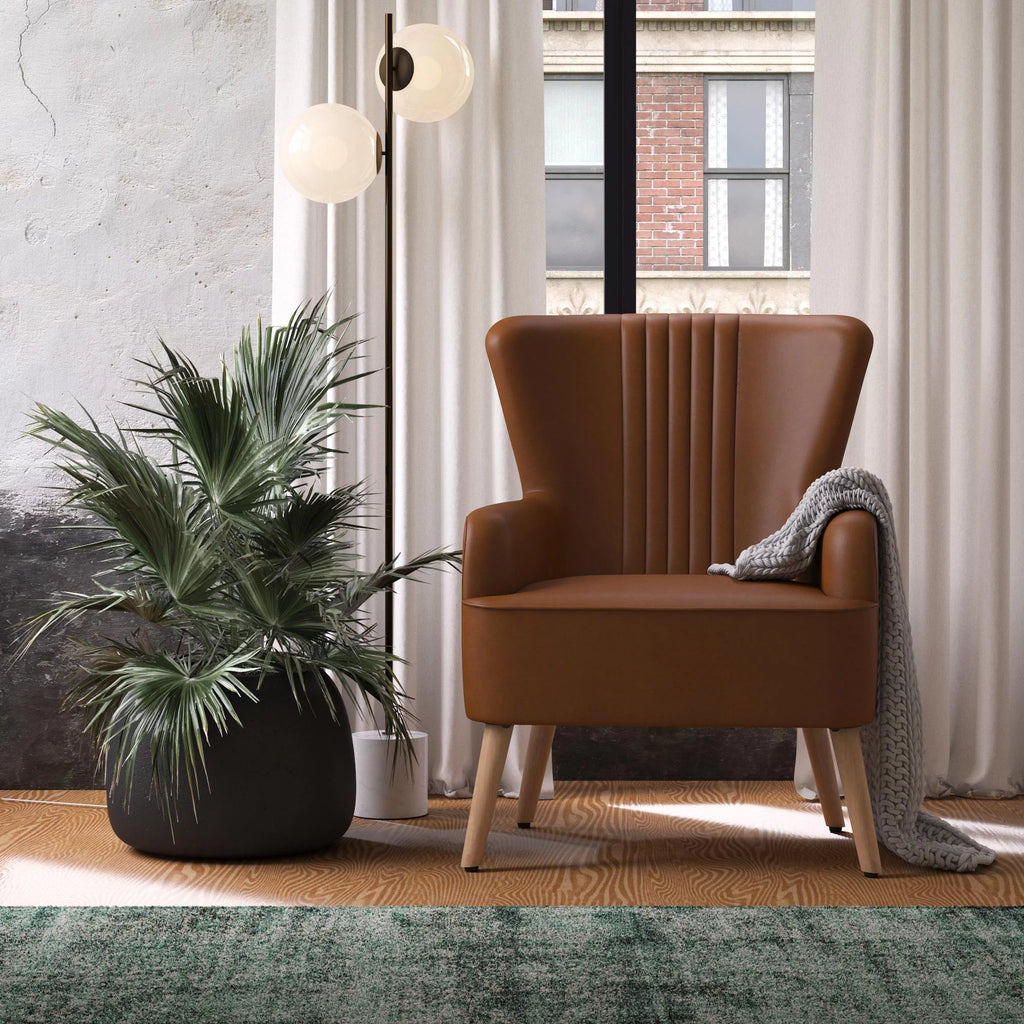 White Faux Leather Accent Chair O6378