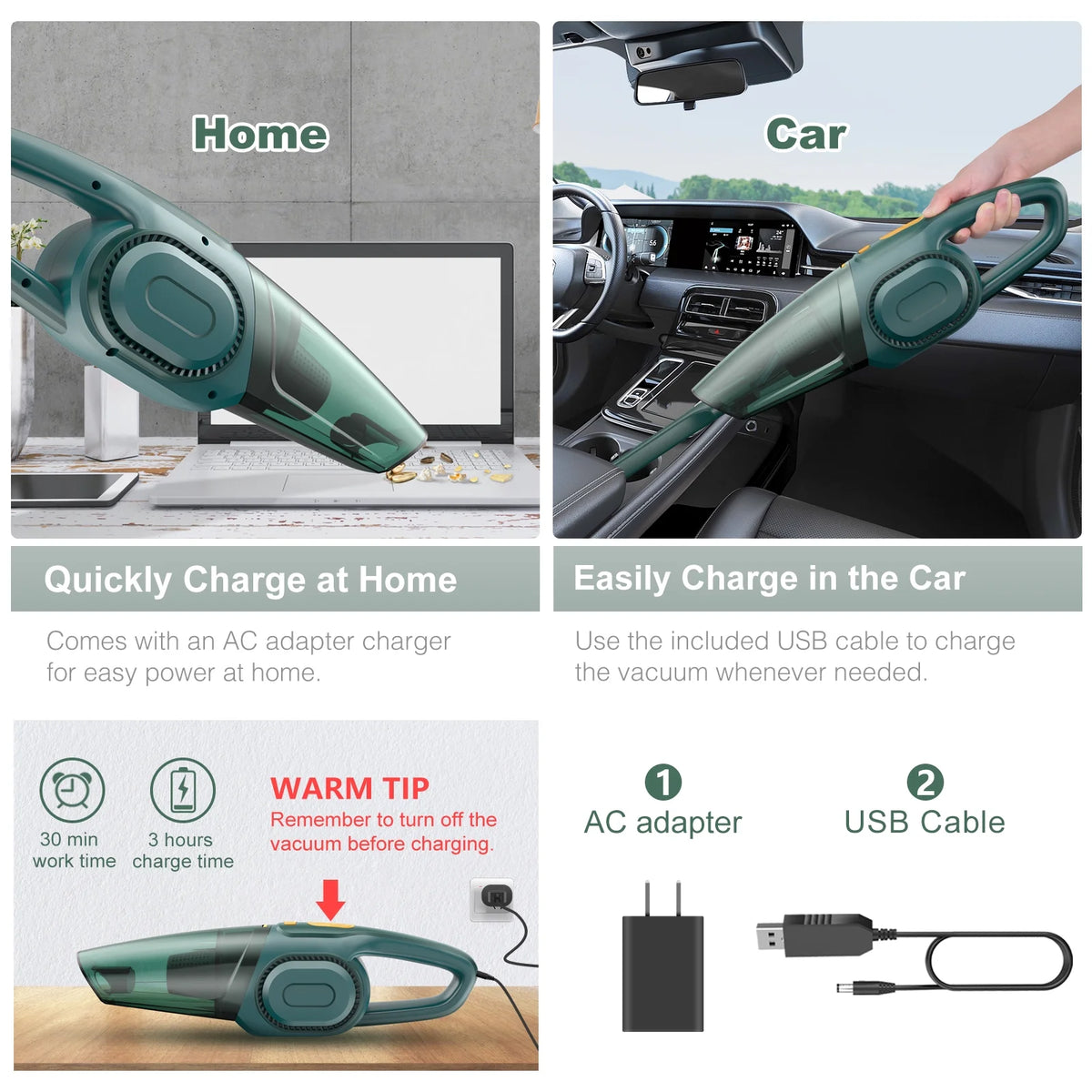 Hand Held Cordless Bagless Wet Dry Car Vacuum Cleaner I3042