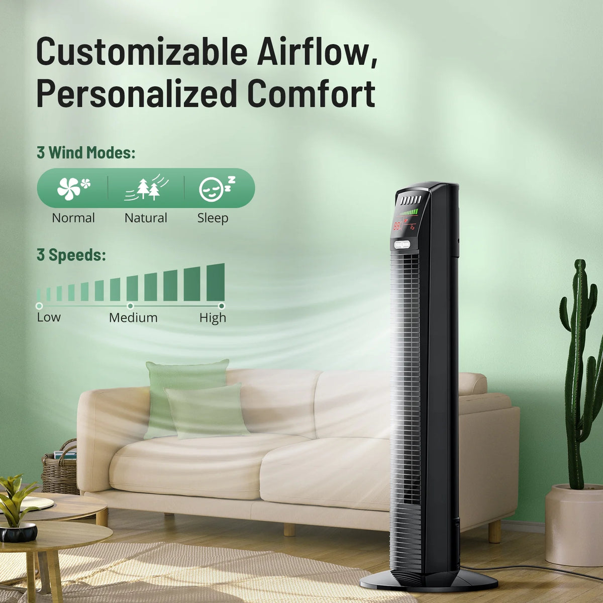 36 Standing Floor Fan with Remote, Oscillating Fan N817