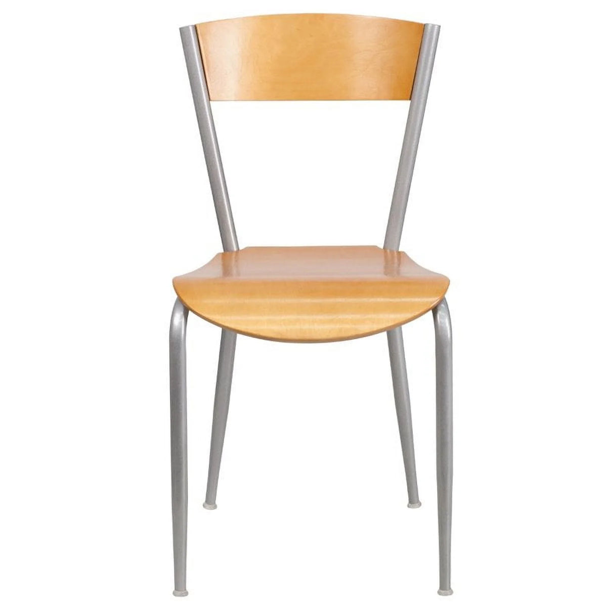 Metal Restaurant Dining Chair in Natural and Silver T93155