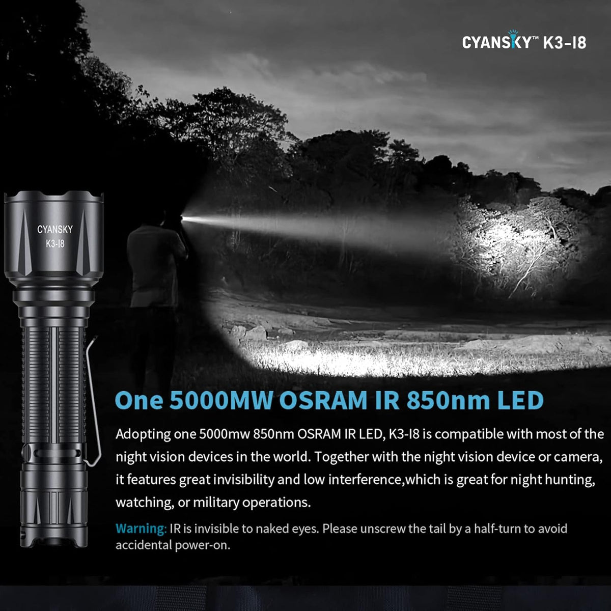 1600 High Lumens Tactical Flashlight with CREE LED, 5 Modes, USB C Rechargeable I847