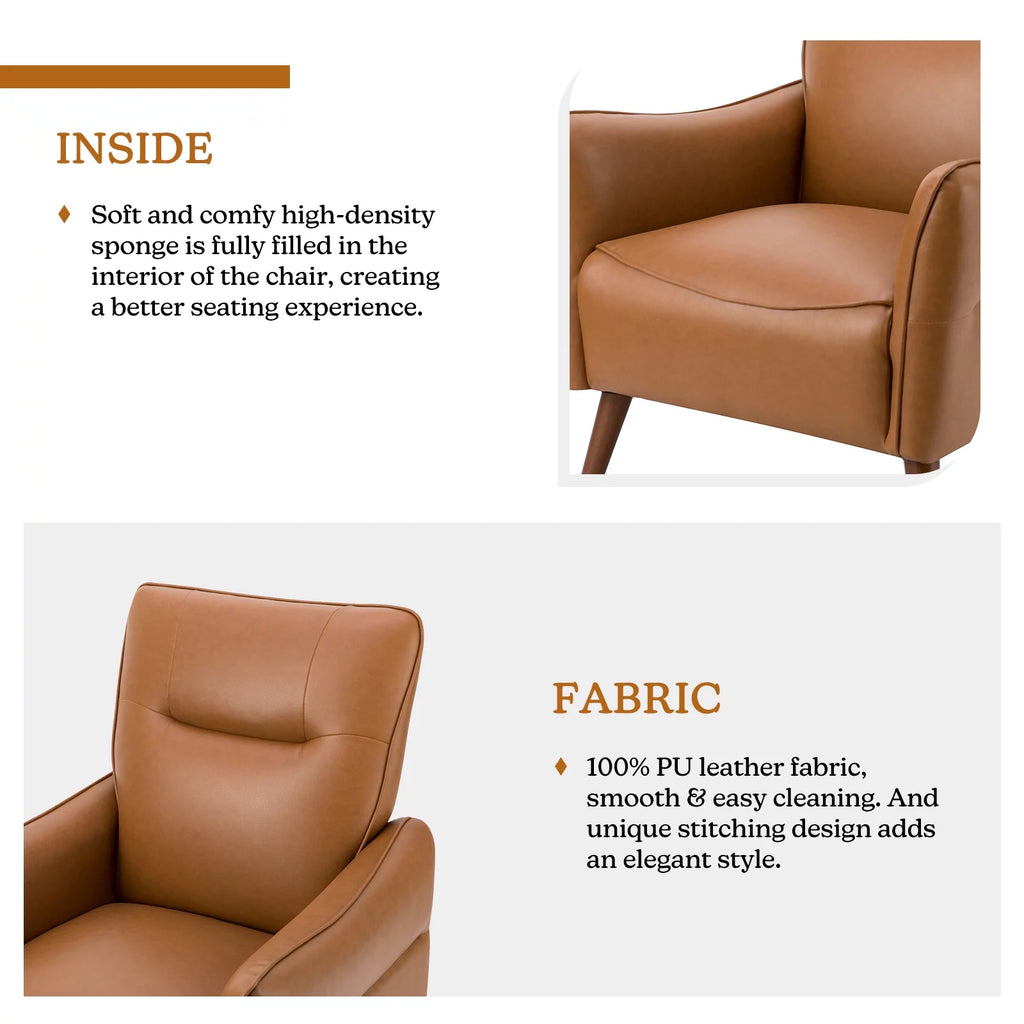 Faux Leather Tufted Accent Chair Set of 2 Wood Legs K851810