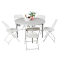 4 Ft White Round Folding Plastic Dining Table K9572