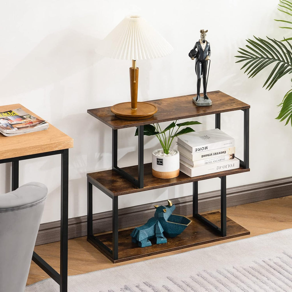 2-Tier S-Shaped Wooden Bookshelf C205
