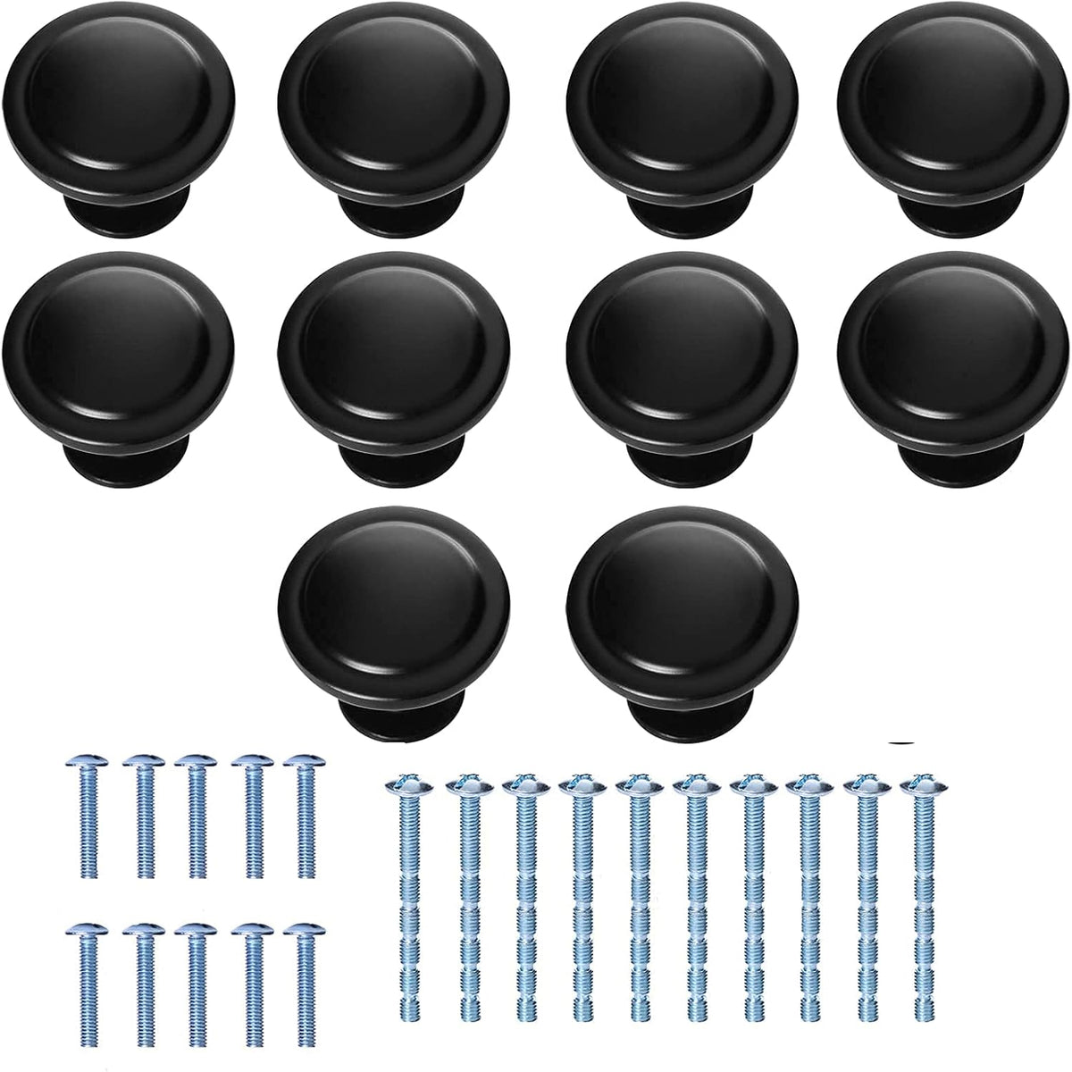 1.2 Inch Black Round Cabinet Knobs, 6 Pack P2646