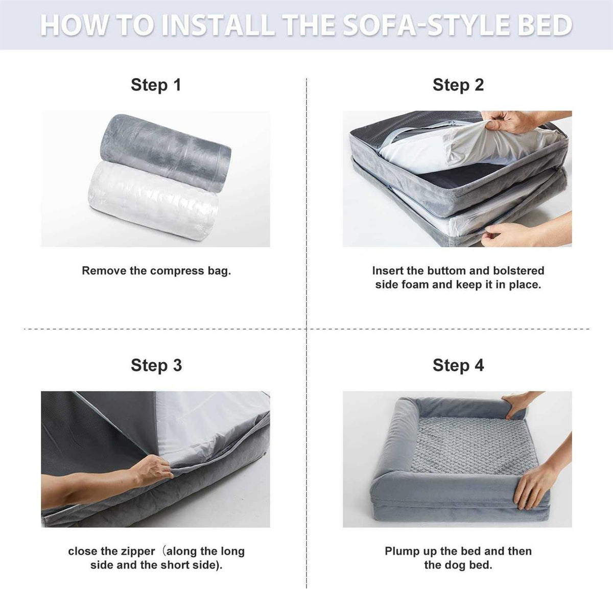 Large Dogs Orthopedic Sofa Dog Bed with Removable Waterproof Cover I52951
