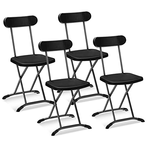 Black 400lbs Plastic Folding Chair Set with Steel Frame K42702