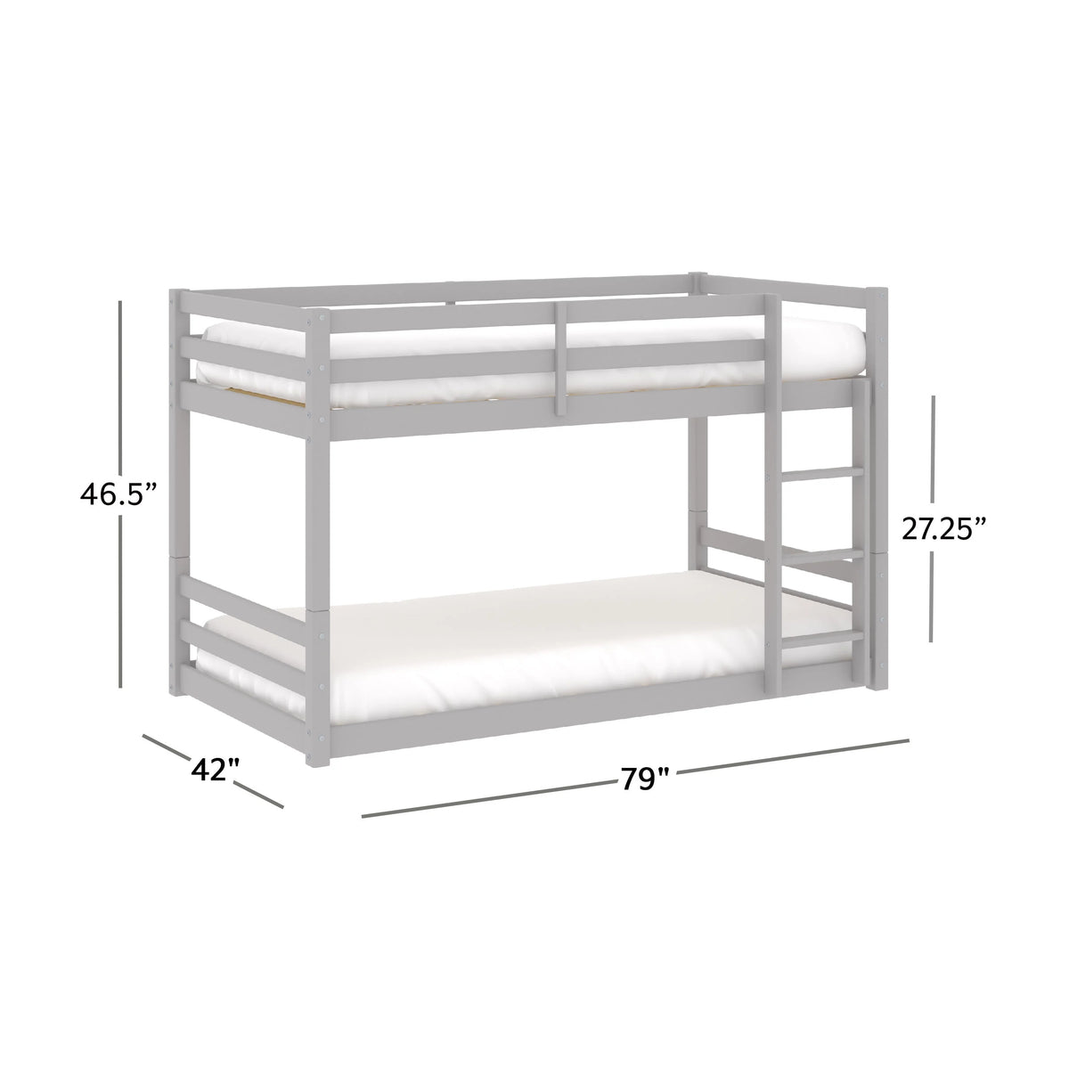 Black Wood Twin Over Twin Convertible Bunk Bed Q852