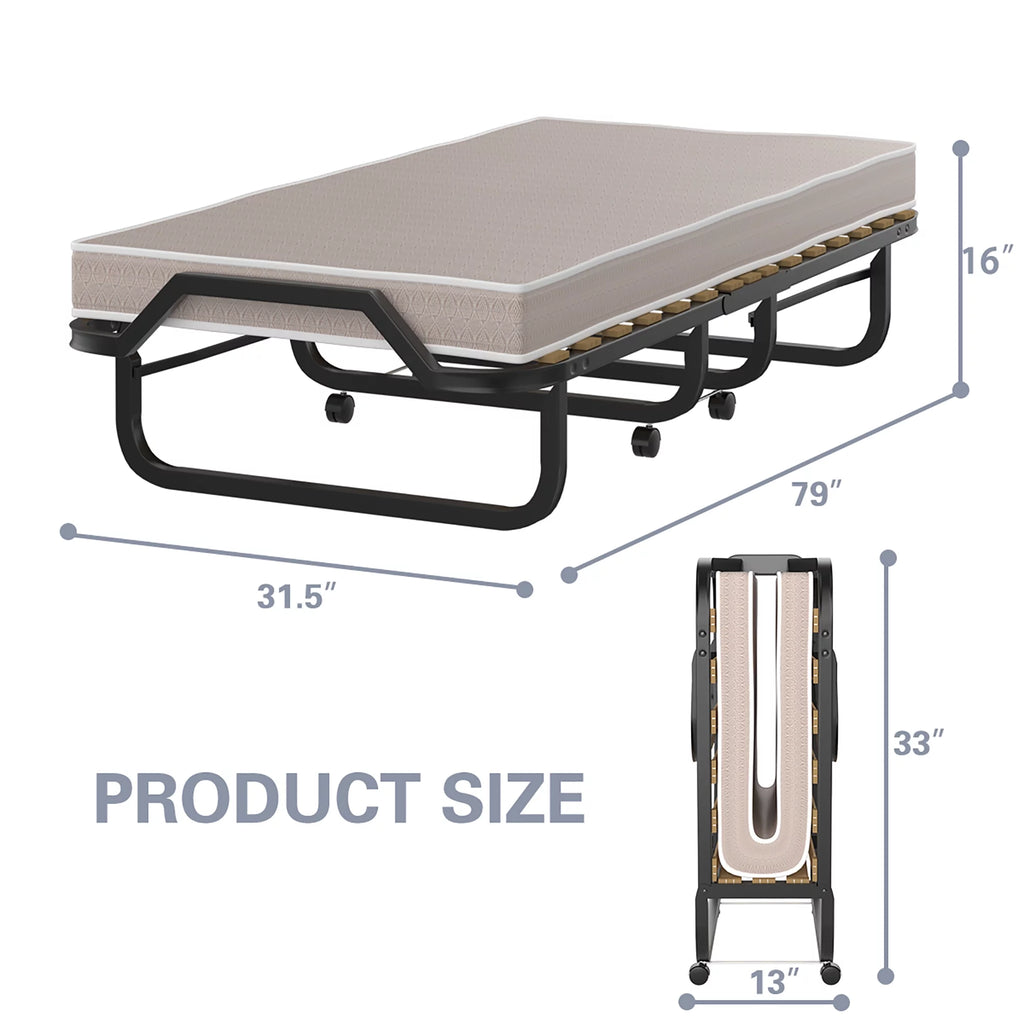 Folding Bed with Memory Foam Mattress Metal Guest Bed R260