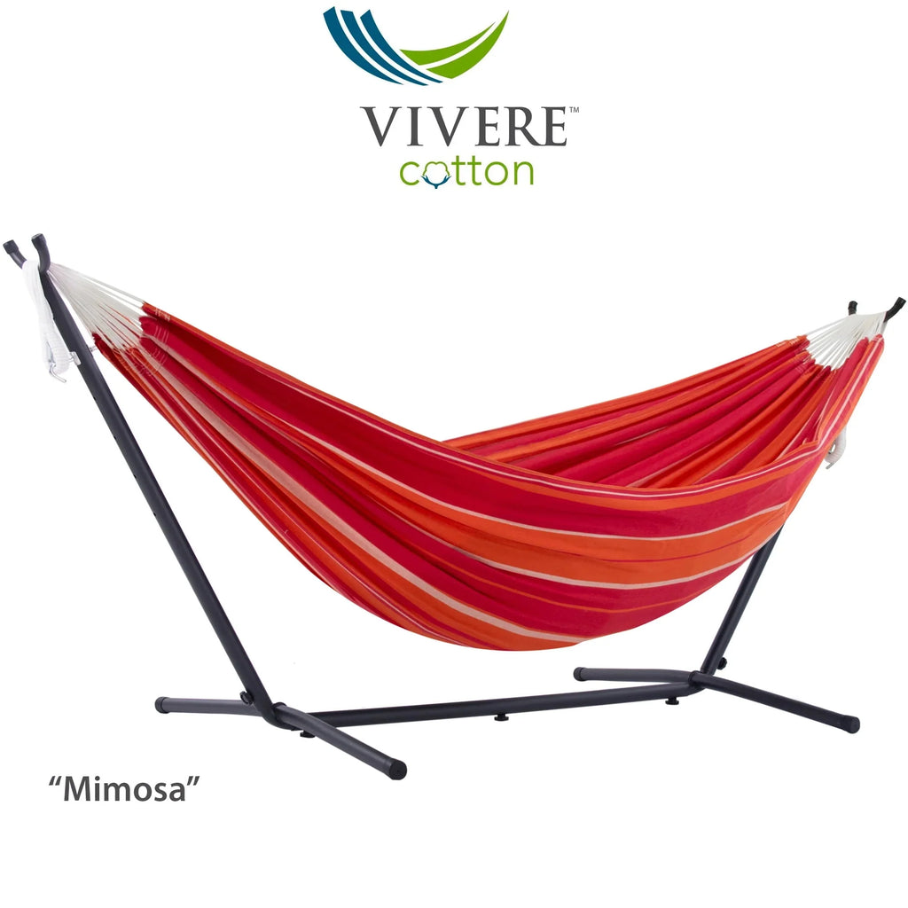 Double Cotton Hammock with Stand and Carry Bag N43916