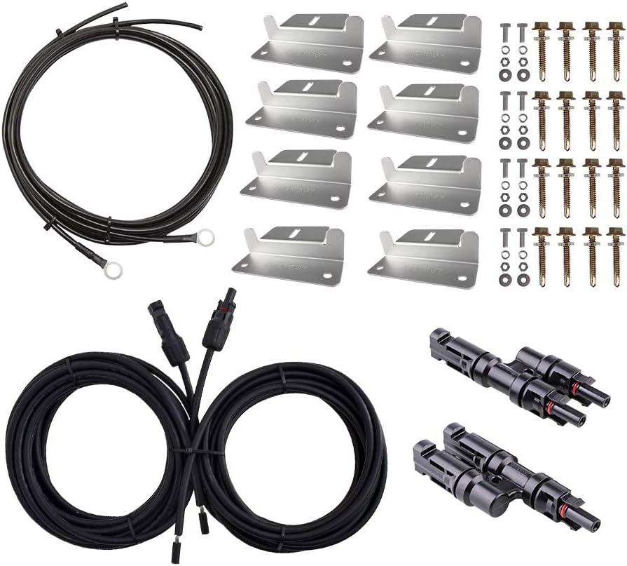 200W Solar Panel System with Tray Cable, Adaptor Kit, Z Bracket, Y Branch Connector E923297
