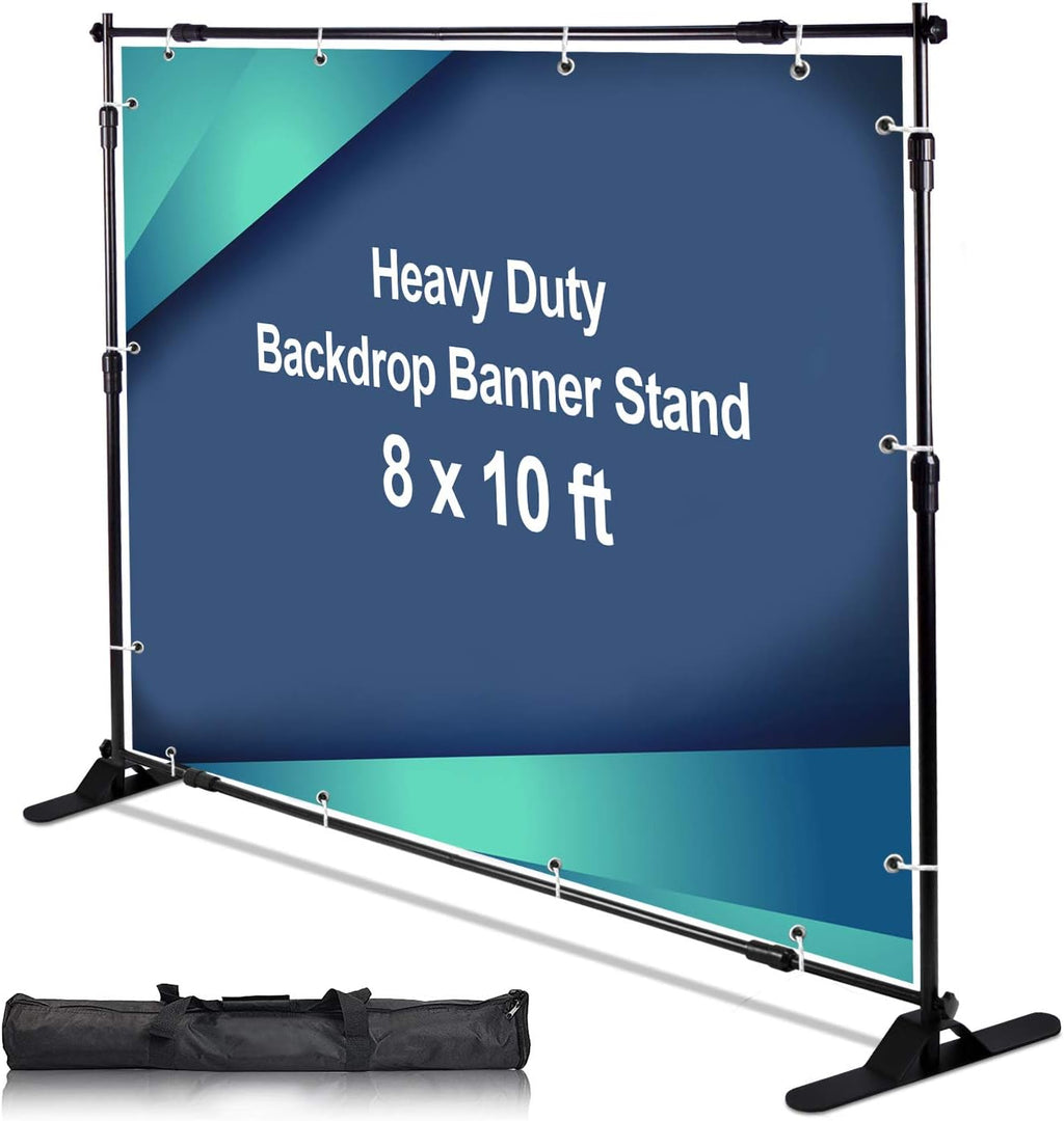 10 x 8 ft Heavy Duty Adjustable Backdrop Banner Stand Kit with Carrying Bag W655