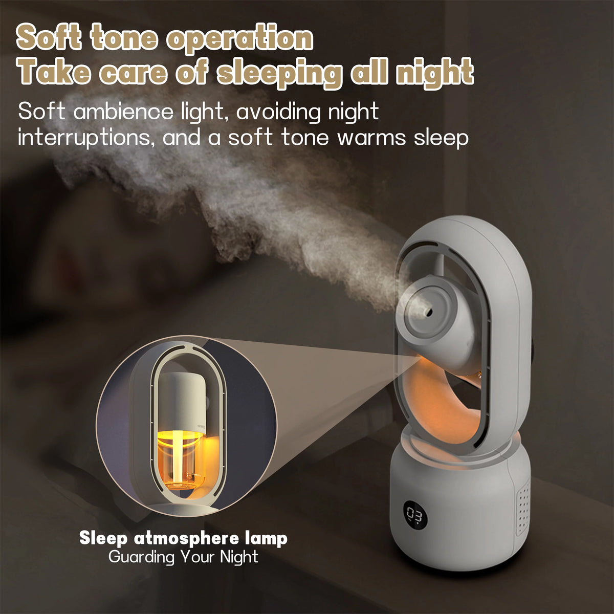 White 3 Speeds Bladeless Tower Fan with Humidifier A229