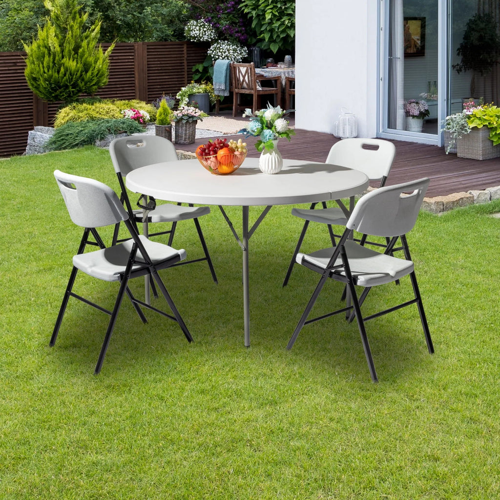 4 Ft White Round Folding Plastic Dining Table K9572