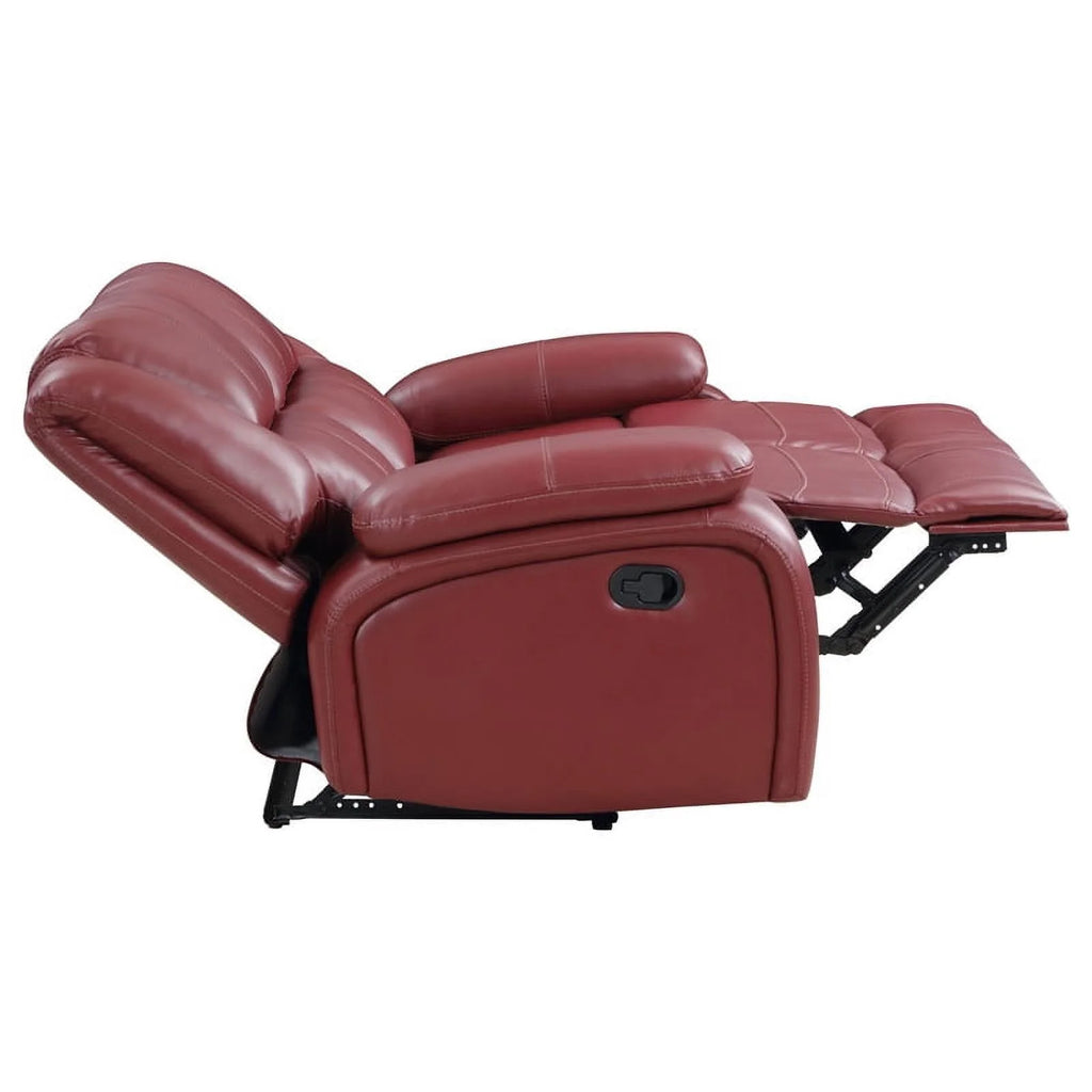 Red Faux Leather Motion Loveseat J53416