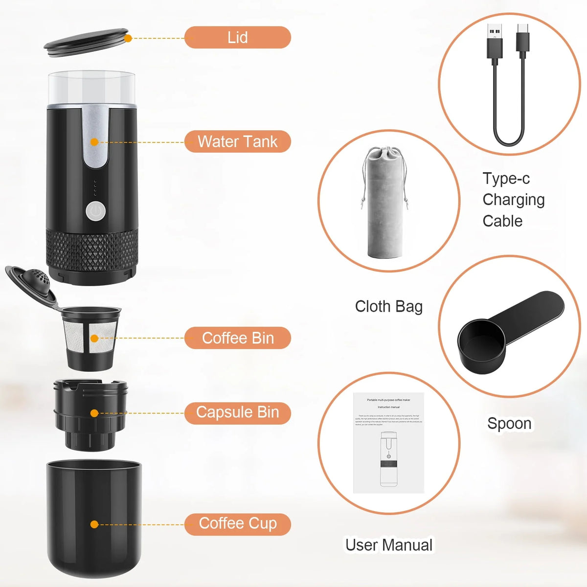 Portable Single Serve Coffee Maker U61374