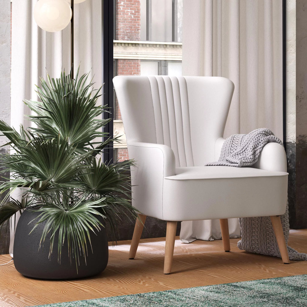 White Faux Leather Accent Chair O6378