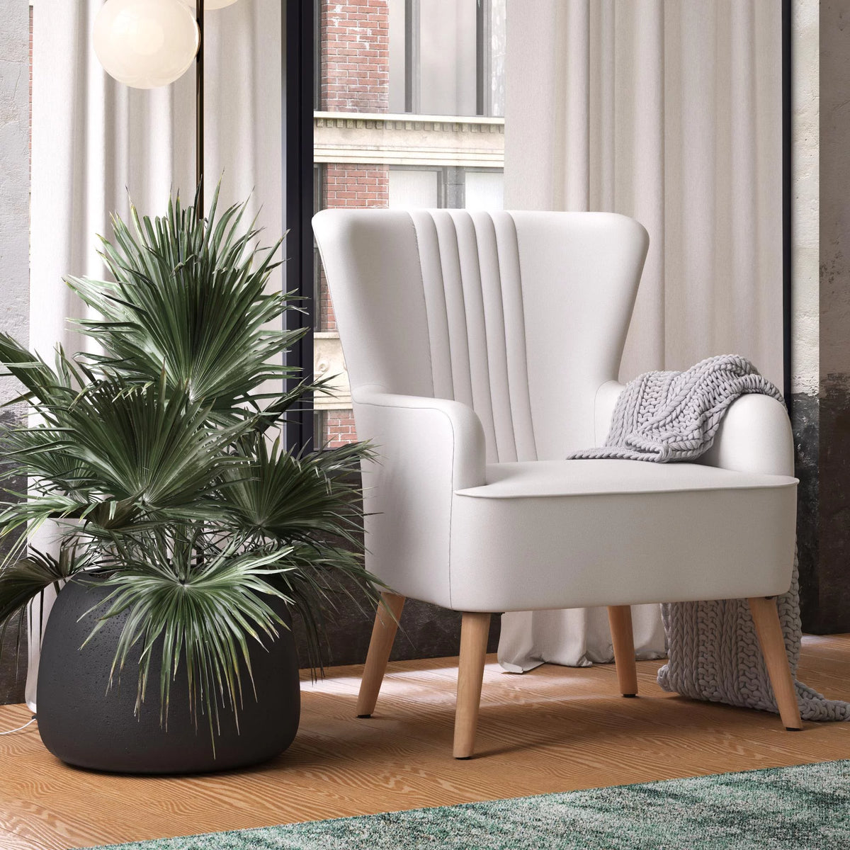 White Faux Leather Accent Chair O6378