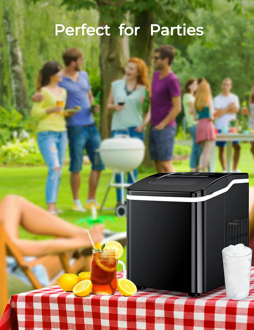 Countertop Ice Maker 2 Ice Sizes 28 lbs Self-Clean V8385