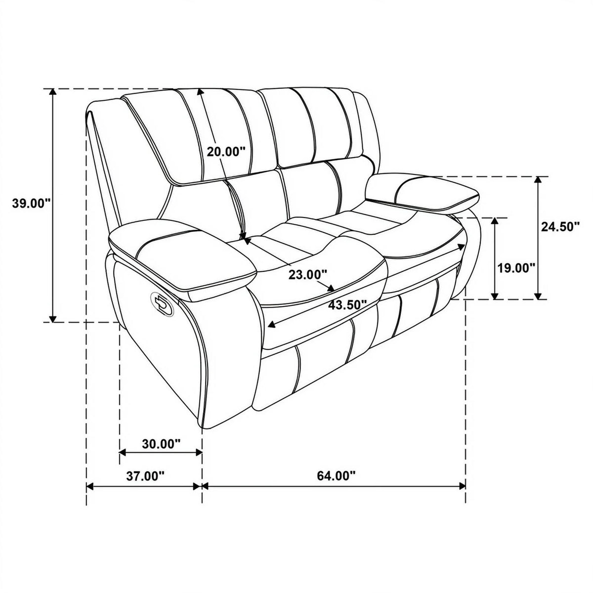 Red Faux Leather Motion Loveseat J53416