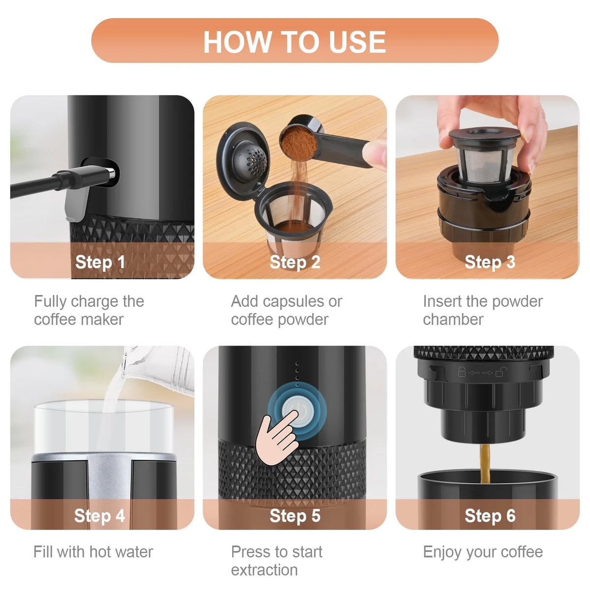 Portable Single Serve Coffee Maker U61374